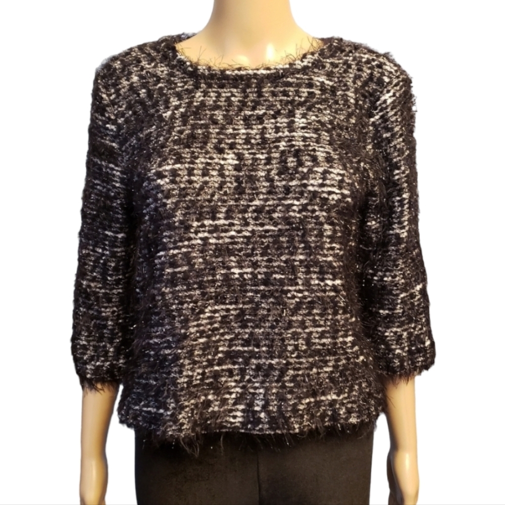 Vince Camuto Petite Fuzzy Crop Sweater